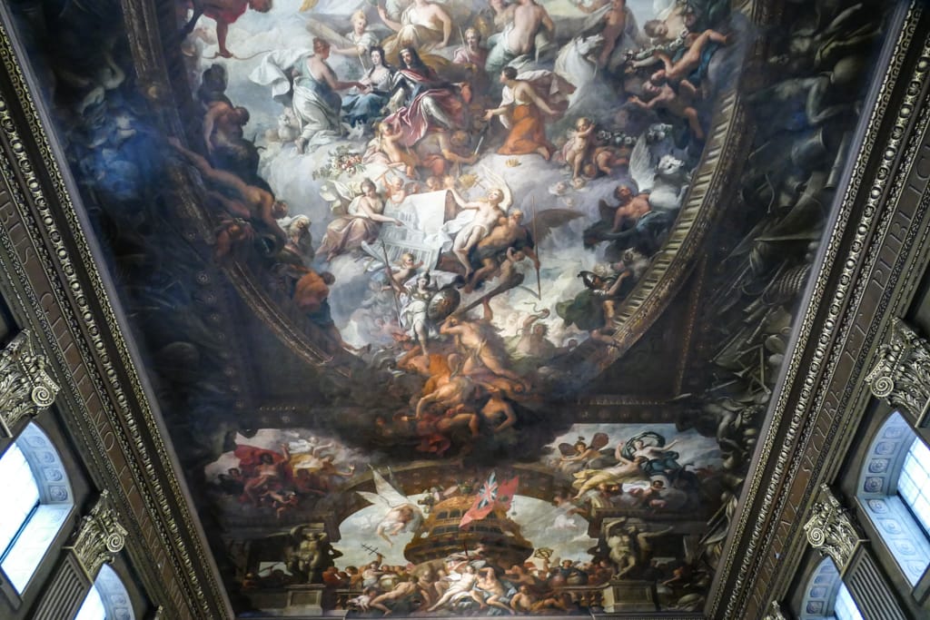 Visitare la Painted Hall a Greenwich, la Cappella Sistina britannica My Scratch Map - Travel Blog Soffitto Painted Hall