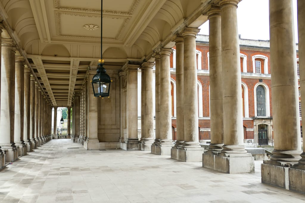 Visitare la Painted Hall a Greenwich, la Cappella Sistina britannica My Scratch Map - Travel Blog Porticato della Painted Hall